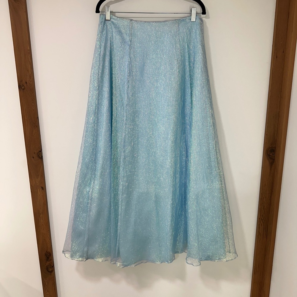 Alyce Designs Iridescent Shimmer Maxi Skirt Womens 6 Blue Metallic | Mermaidcore